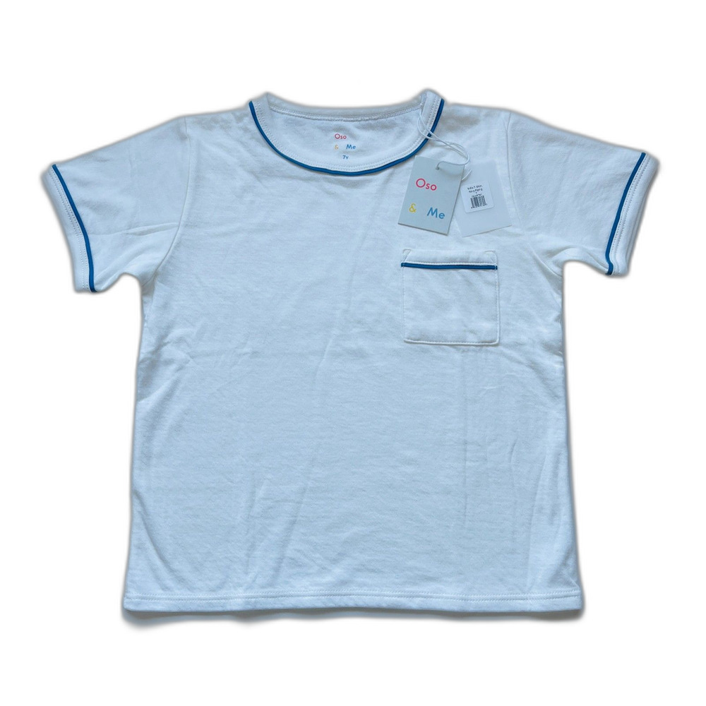 Oso & Me Willie T-Shirt White Navy Piping Size 7